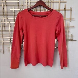 J Jill Pima Cotton Long Sleeve Tee Orange Petite Small Soft Basic